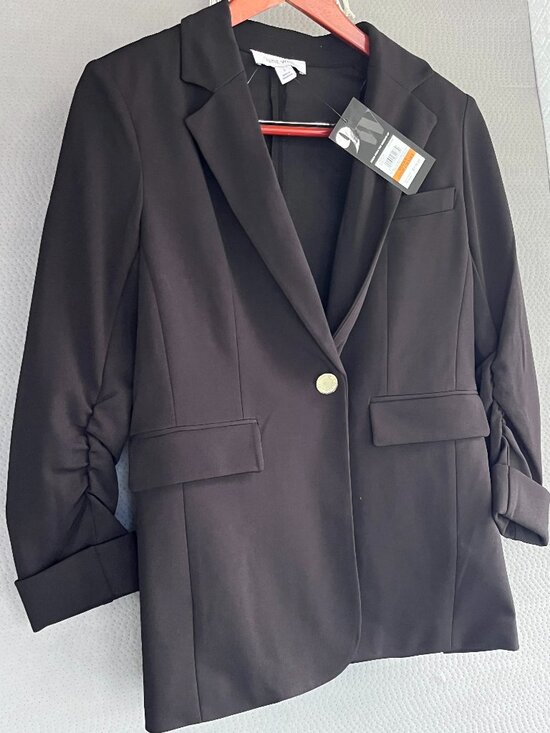Nine West Jackets & Blazers - NWT Nine West Black Ruched Sleeve Professional Career Blazer Jacket Size Small